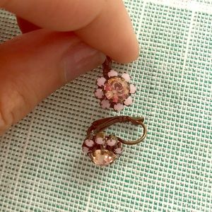 Pink diamanté floral earrings